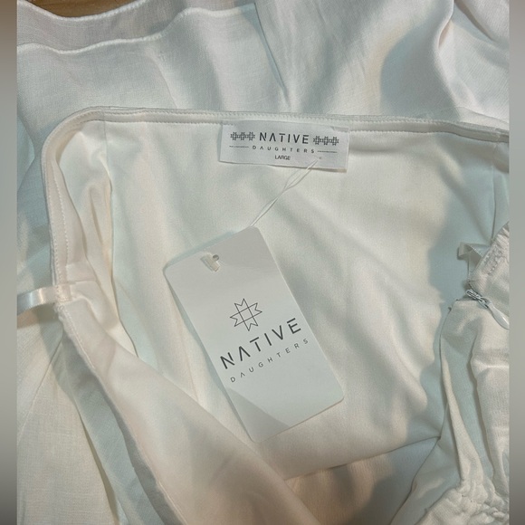 NWT Native Daughters White Mini Skirt Front Drawstring Side Zip Lined - Picture 5 of 7